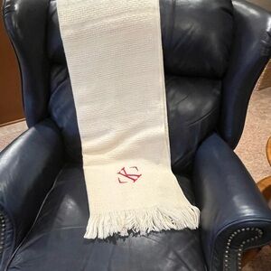 Faribo Vintage Wool Blend Ivory Fringed Throw Blanket Monogrammed K Great Gift